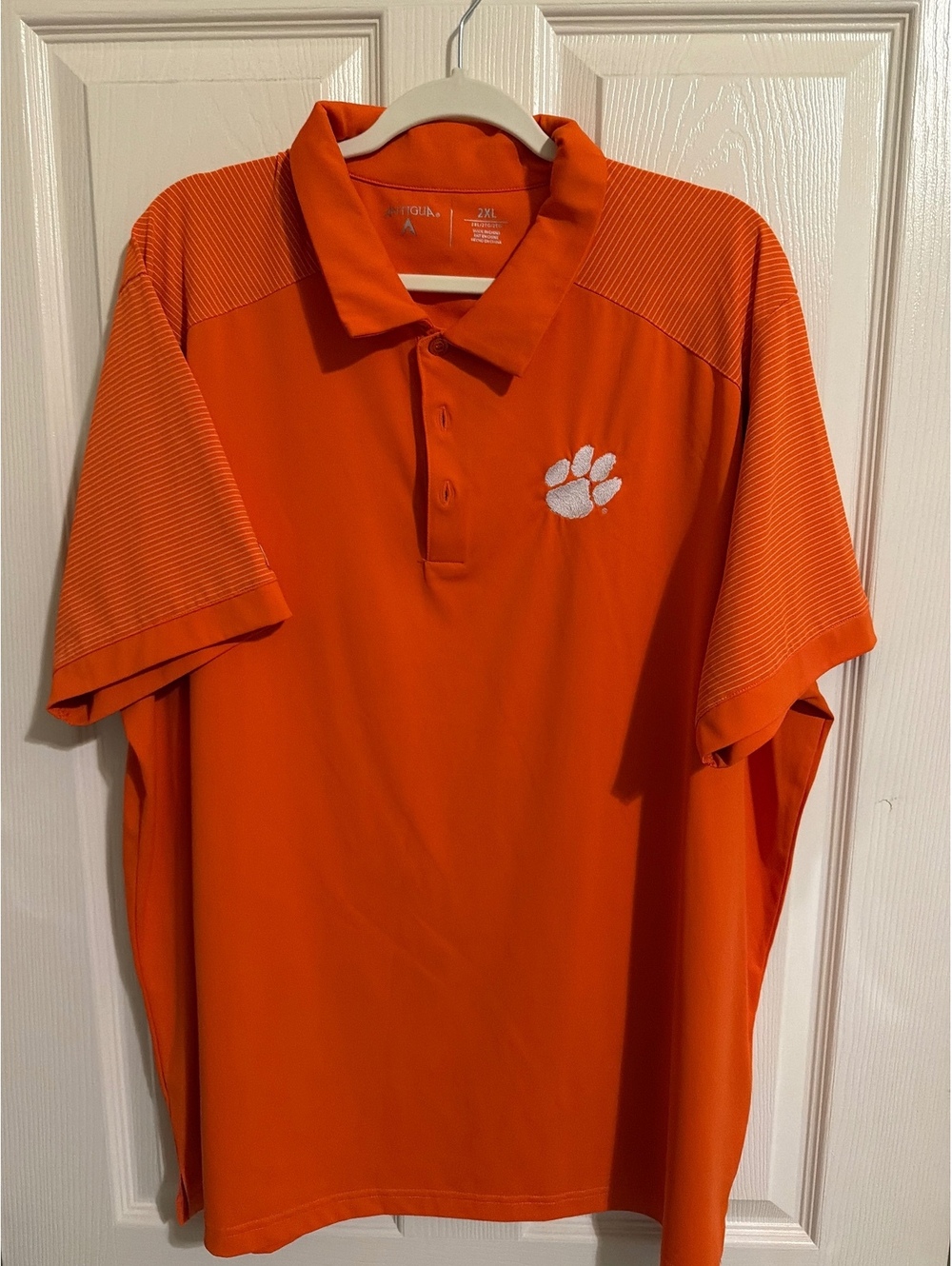 Antigua Men's 2XL Orange Polo Shirt with White Paw Logo
